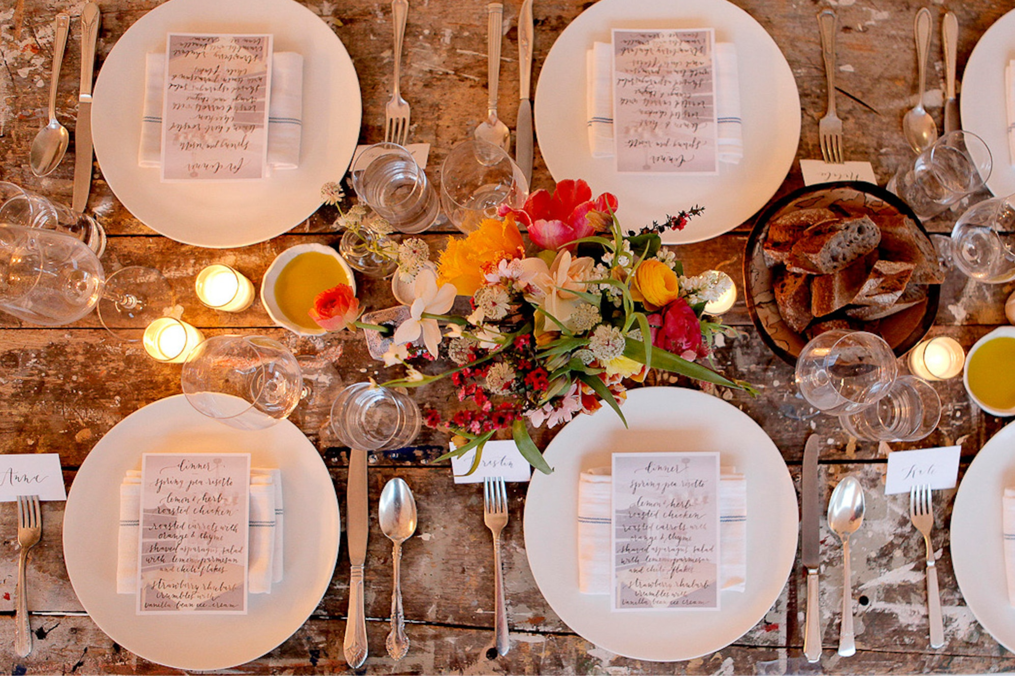 A colorful table set for dinner